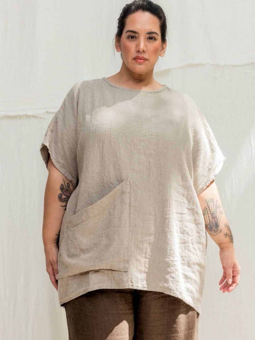 Elizabeth Suzann Natural Beige Relaxed Linen Tunic